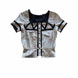 VINTAGE JILL STUART Floral Striped Women's Top SIZE MED